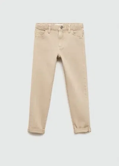 Mango Kids' Straight-fit Cotton Trousers Medium Brown