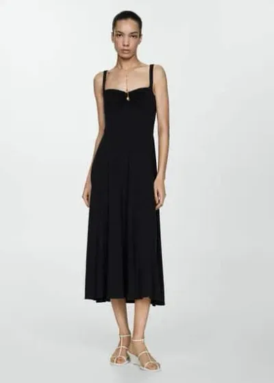 Mango Strapless Flared Dress Black