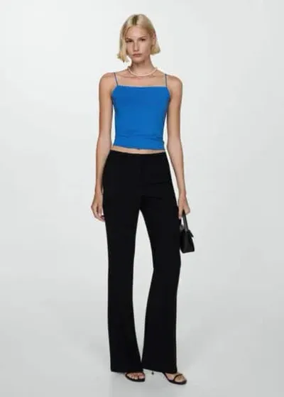 Mango Strapless Straight-neck Top Blue