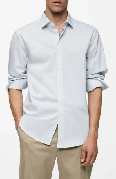 Mango Stretch Button-up Shirt In Sky Blue