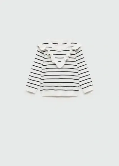 Mango Kids' Stripe Pattern Sweater Off White