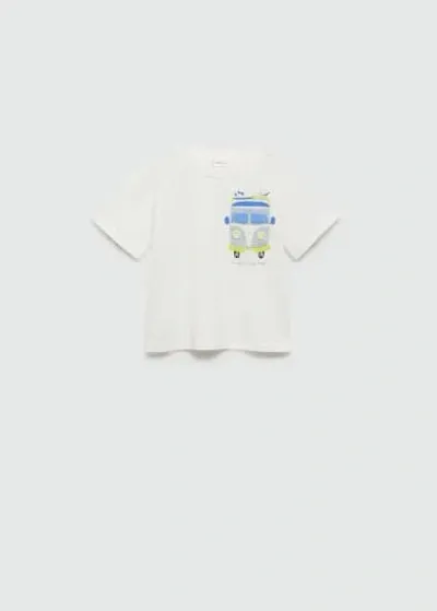 Mango Kids' Printed Cotton-blend T-shirt Off White