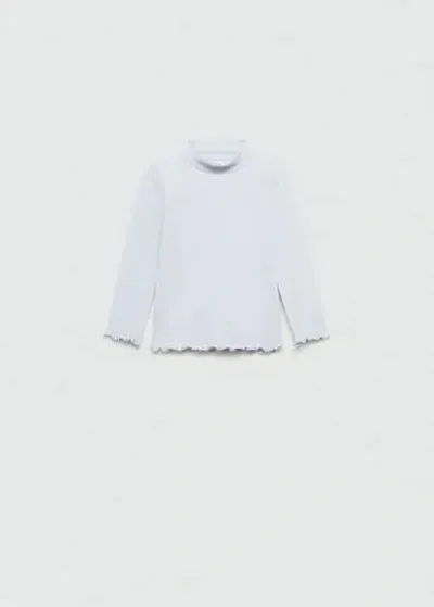 Mango Kids' Turtleneck Long-sleeved T-shirt Sky Blue In White