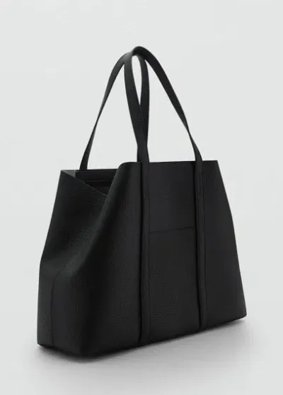 Mango Teen Leather-effect Shopper Bag Black