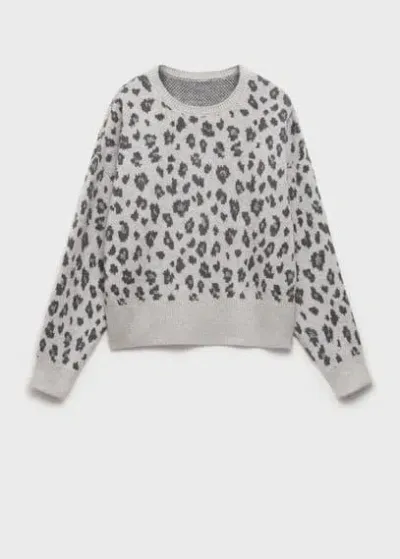 Mango Teen Leopard Pattern Sweater Black