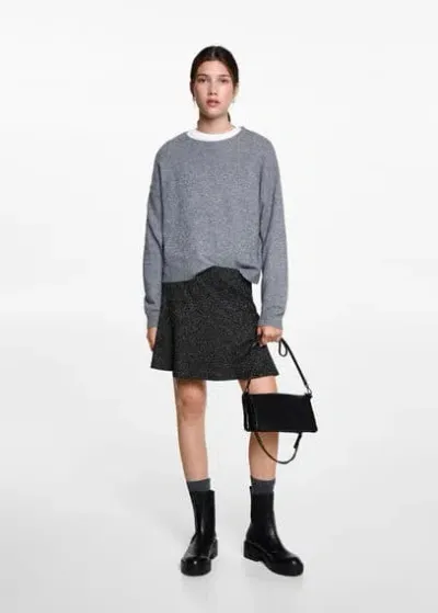 Mango Teen Lurex Knitted Skirt Black