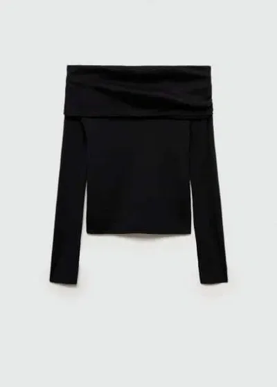 Mango Teen Off Shoulders Sweater Black