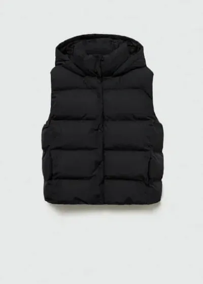 Mango Teen Quilted Gilet With Hood Black