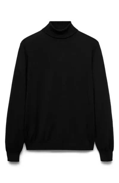 Mango Turtleneck Wool Sweater In Black