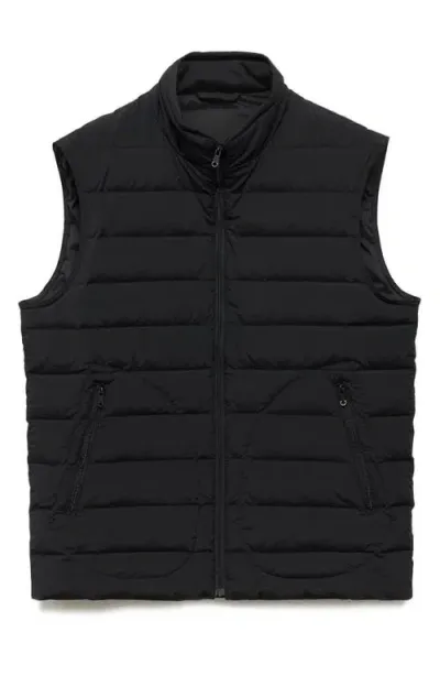 Mango Water Repellent Quilted Down Vest In Black