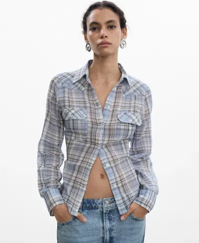 Mango Women's Check Cotton Shirt In Blue