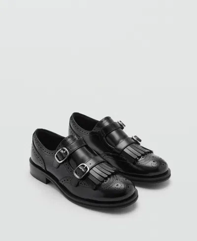 Mango Leather Loafers With Metallic Detail Black