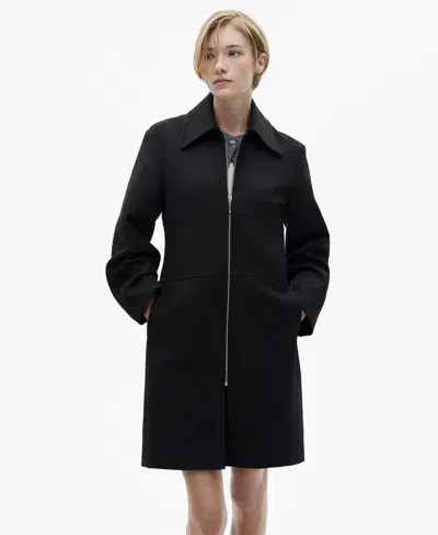 Mango Women's Zip Straight-cut Coat In Black