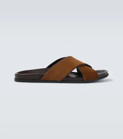 Manolo Blahnik Chiltern Suede Sandals In Brown