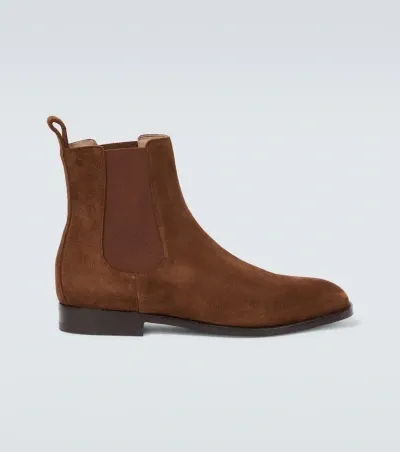 Manolo Blahnik Delsa Suede Chelsea Boots In Brown