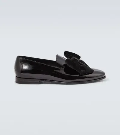 Manolo Blahnik Janser Bow-detail Patent Leather Loafers In Black