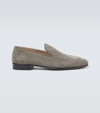 Manolo Blahnik Truro Suede Loafers In Grey