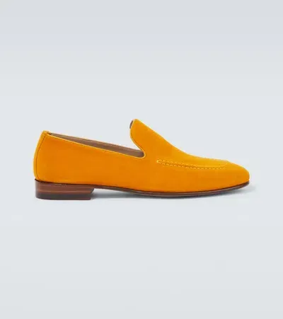 Manolo Blahnik Truro Suede Loafers In Yellow