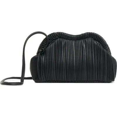 Mansur Gavriel Baci Pleated Leather Clutch Bag In Black