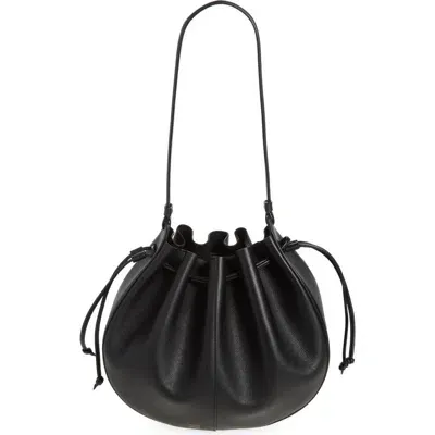 Mansur Gavriel Flores Drawstring Bucket Bag In Black