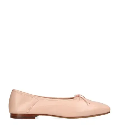 Mansur Gavriel Leather Square Toe Ballet Flats In Pink