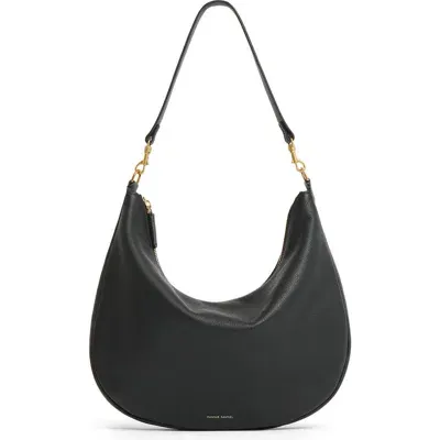 Mansur Gavriel Swing Leather Hobo Bag In Black