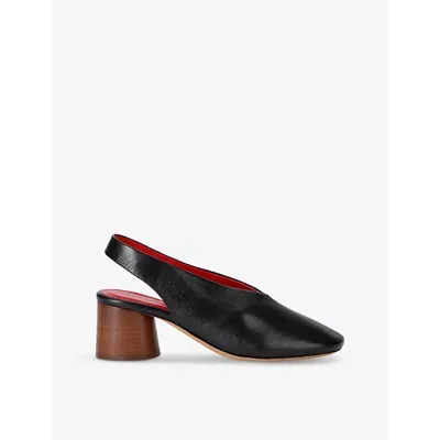 Mansur Gavriel Leather Glove Slingback Heels In Black