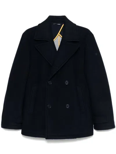 Manuel Ritz Double-breasted Coat In Blue