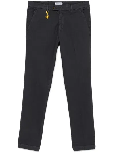 Manuel Ritz Mid-rise Tapered-leg Chinos In Blue