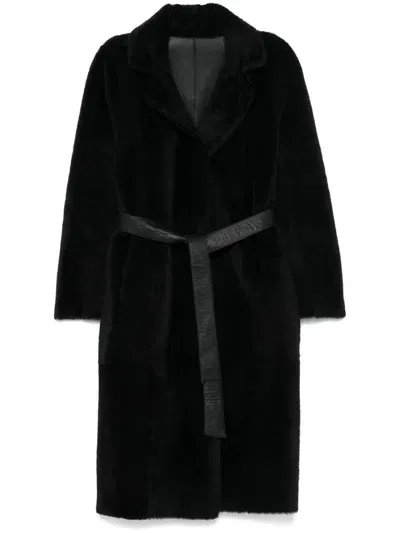 Manzoni 24 Shearling Coat In Black