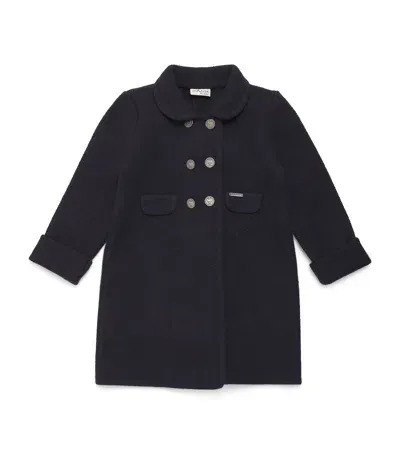 Marae Kids' Wool Double-breasted Coat In Blue