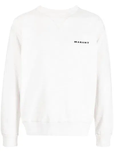 Marant Embroidered-logo Crew-neck Sweatshirt In Neutrals