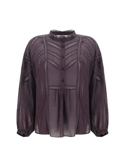 Marant Etoile Gelma Lace-panels Blouse In Purple