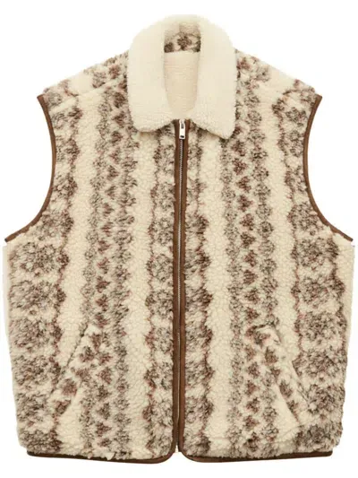 Marant Patterned Intarsia-knit Vest In Neutrals