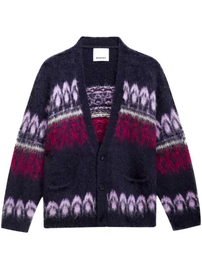 Marant Wool-mohair Blend Cardigan In Blue