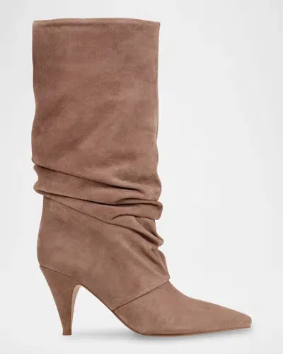 Marc Fisher Ltd Retro Slouchy Suede Mid Boots In Light Natural