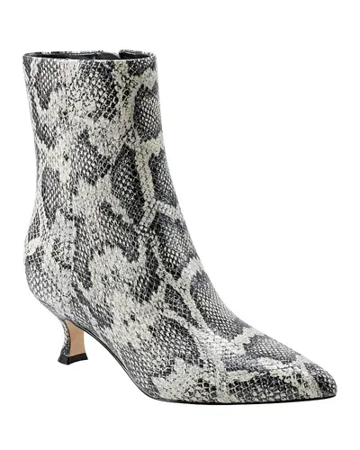 Marc Fisher Ltd Women's Iggy 2 Pointed Toe Embossed Kitten Heel Booties In Black,white Snake Leather Multi