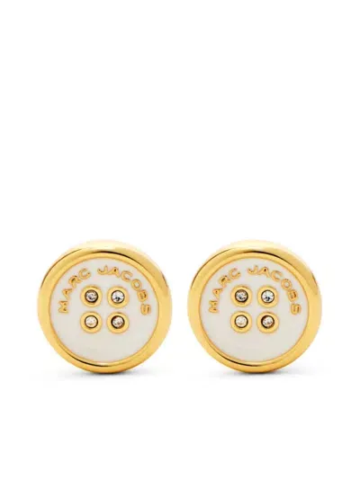 Marc Jacobs Button Earrings In White