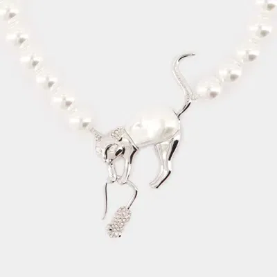 Marc Jacobs Cat And Mouse Necklace In White