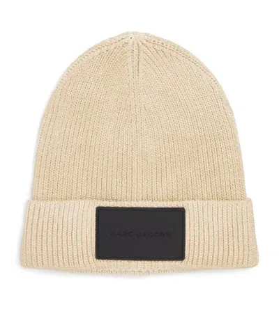 Marc Jacobs Kids' Cotton Logo Beanie In Gold