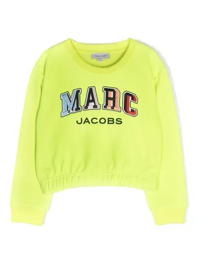 Marc Jacobs Kids' Logo-embroidered Crew-neck Sweatshirt In Yellow