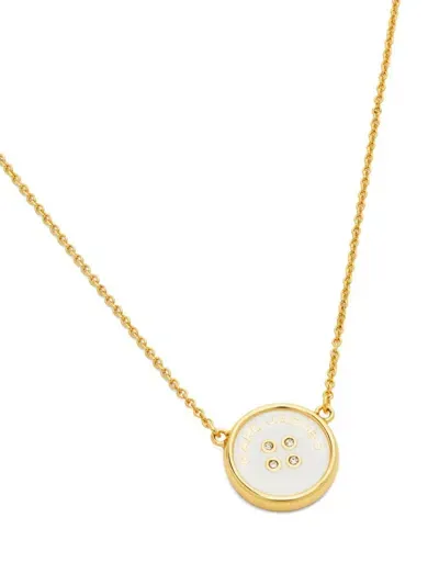 Marc Jacobs Logo-plaque Pendant Necklace In White