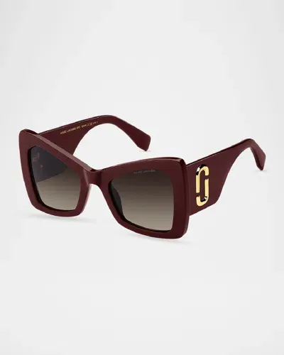 Marc Jacobs Marc 761s Acetate Butterfly Sunglasses In Burgundy