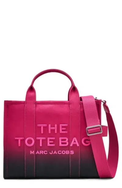 Marc Jacobs The Ombre Canvas Medium Tote Bag In Black/hot Pink