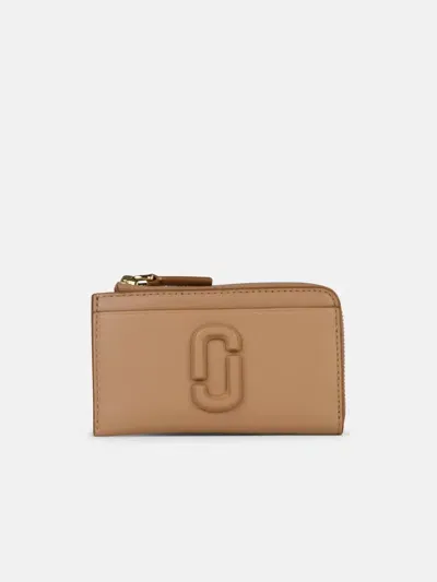 Marc Jacobs 'zip' Beige Leather Wallet In Brown