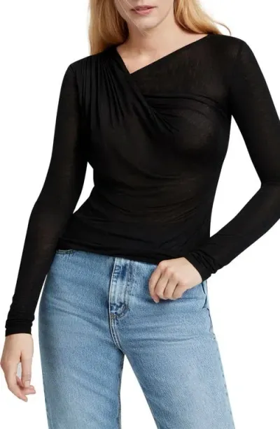 Marcella Brooklyn Twist Long Sleeve Top In Black