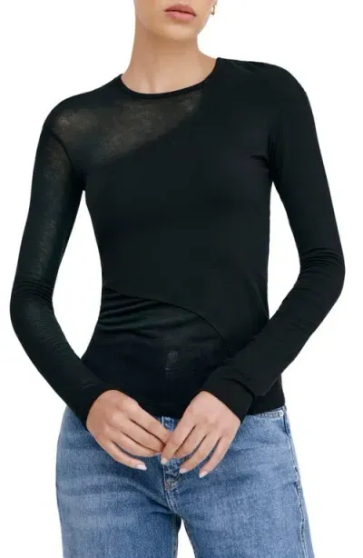 Marcella Casey Contrast Knit Top In Black