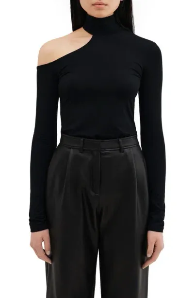 Marcella Evan Cutout Turtleneck Top In Black