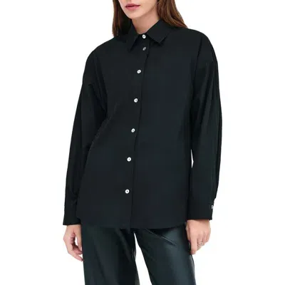 Marcella Ezra High-low Cotton Button-up Shirt In Black