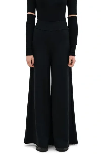 Marcella Georgia High Waist Wide Leg Ponte Knit Pants In Black